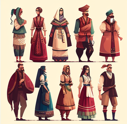 люди в традиционных этнических костюмах